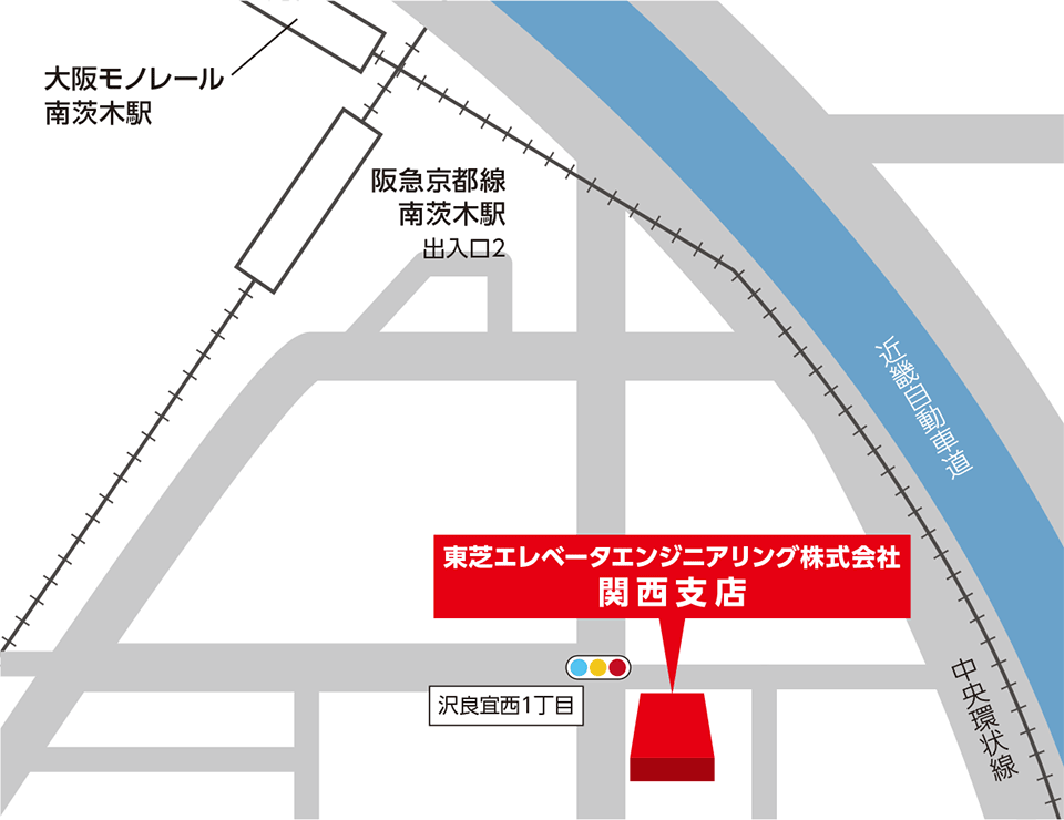 関西支店所在地の地図